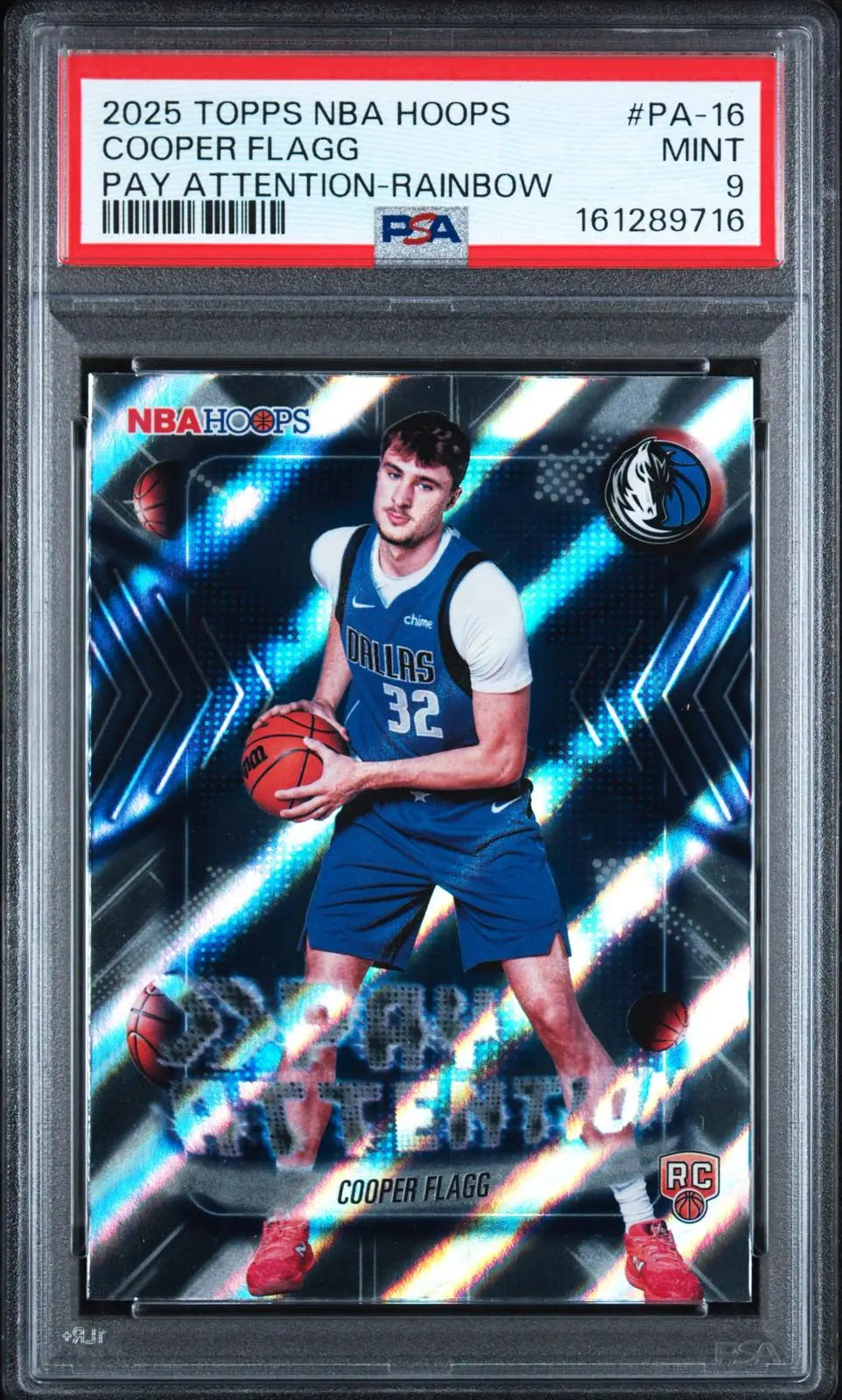 2025 Topps NBA Hoops Pay Attention Rookie Cooper Flagg RC Rainbow PSA 9 