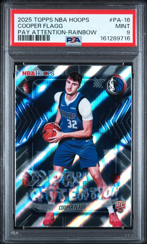 2025 Topps NBA Hoops Pay Attention Rookie Cooper Flagg RC Rainbow PSA 9 