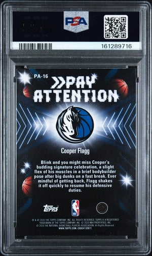 2025 Topps NBA Hoops Pay Attention Rookie Cooper Flagg RC Rainbow PSA 9 