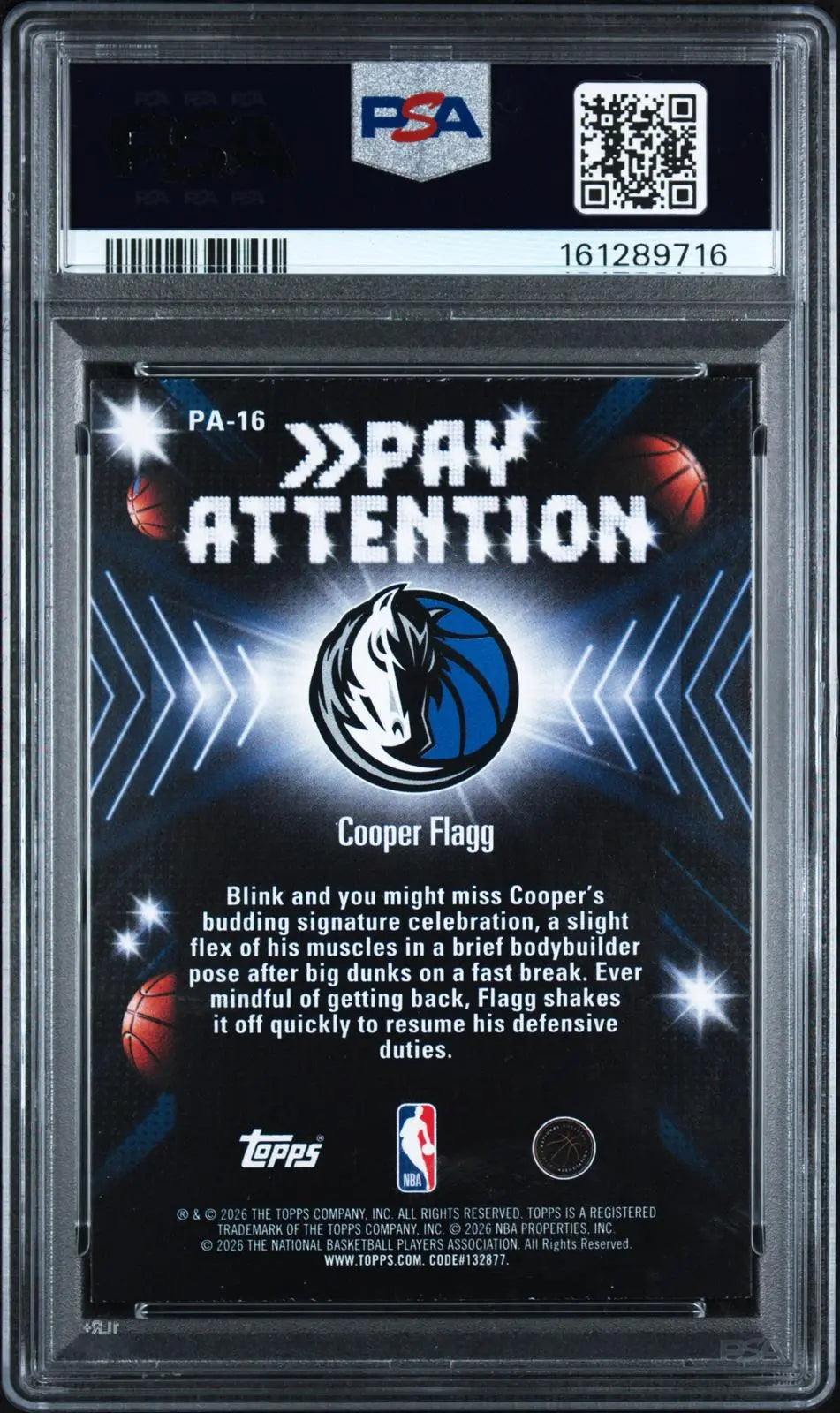 2025 Topps NBA Hoops Pay Attention Rookie Cooper Flagg RC Rainbow PSA 9 