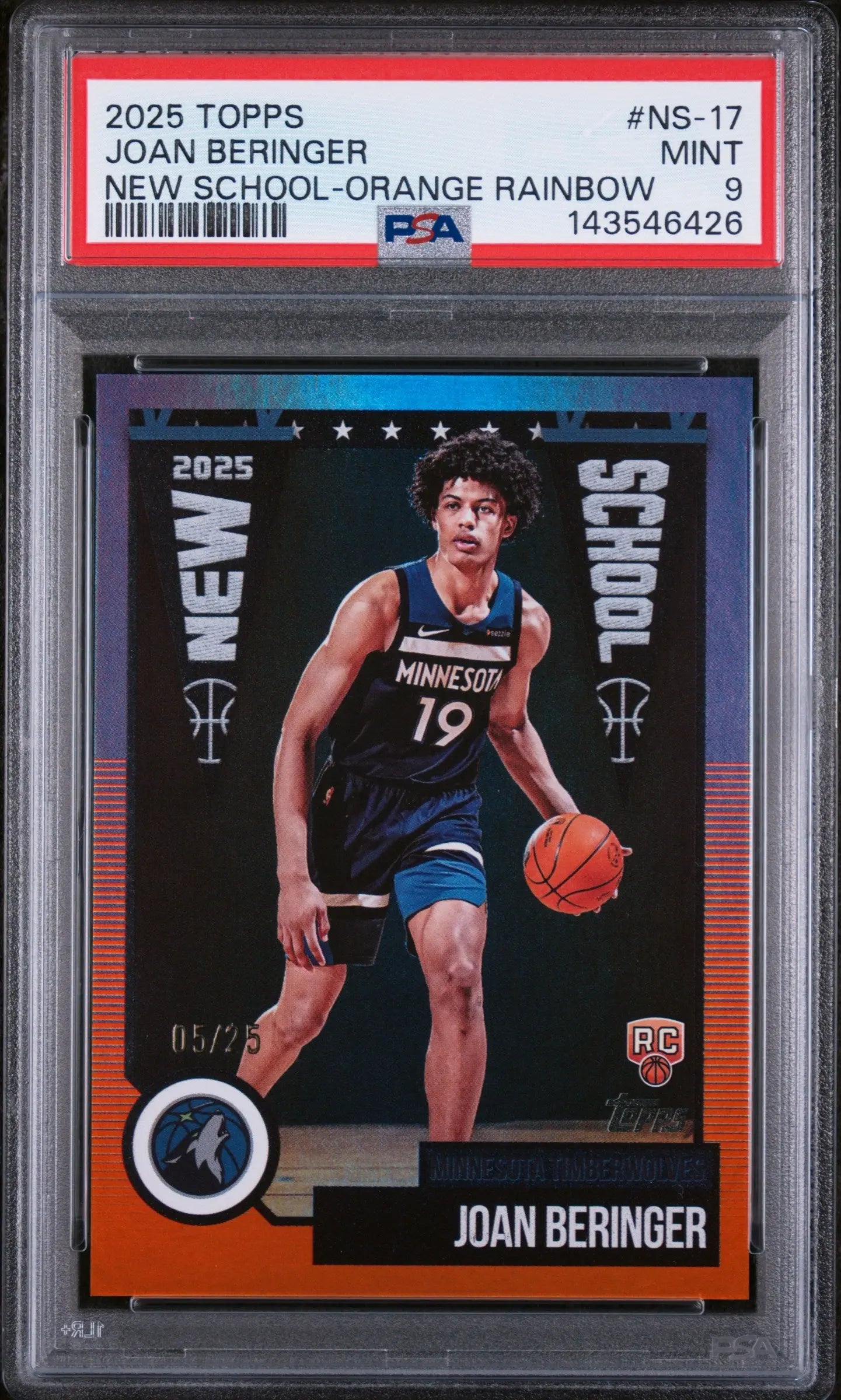2025 Topps New School Rookie Joan Beringer Orange Rainbow /25 RC PSA 9 
