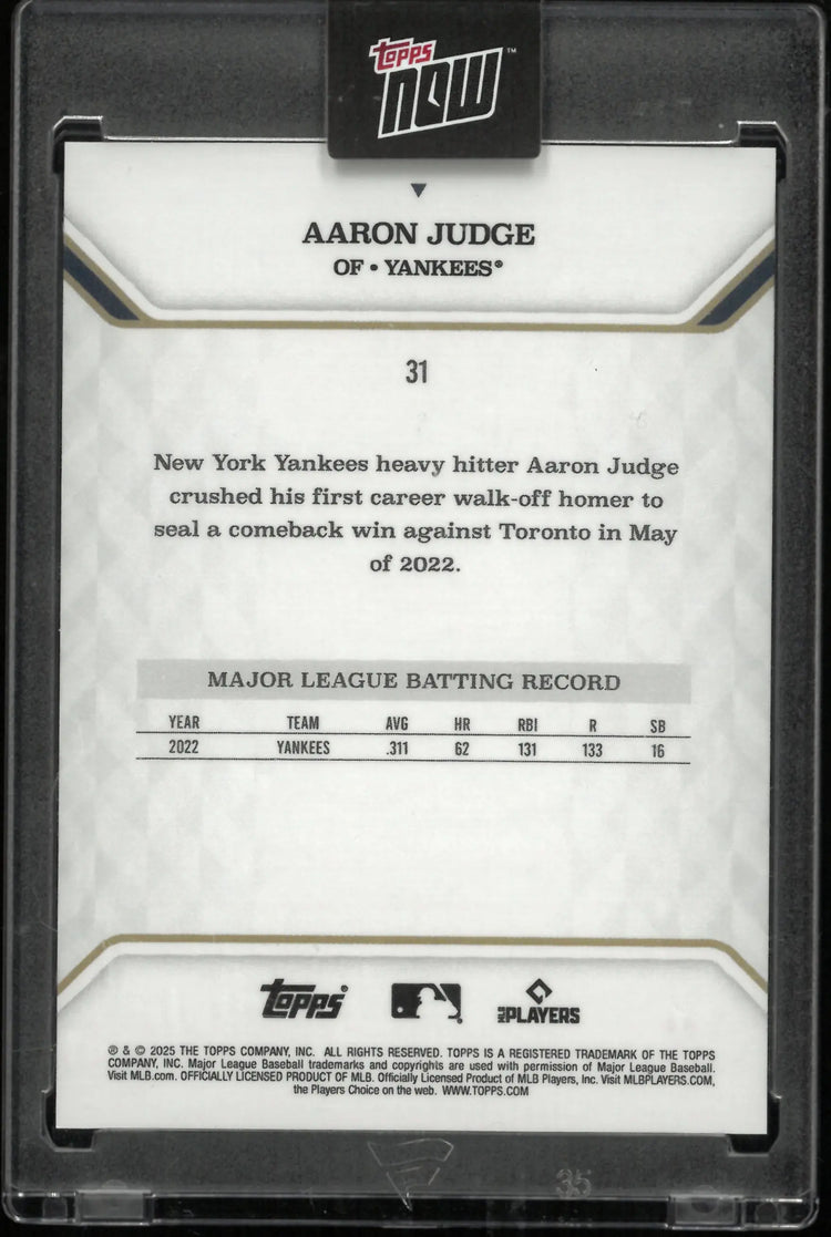 2025 Topps Now MVP Collection Aaron Judge Gold /50 