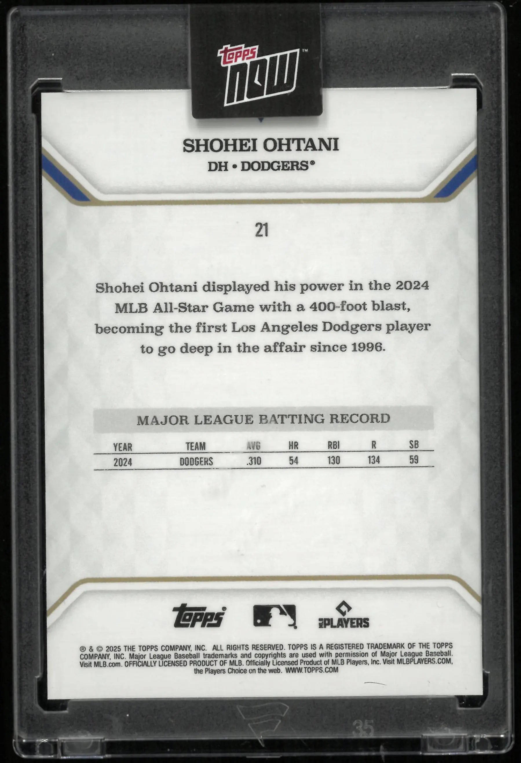 2025 Topps Now MVP Collection Shohei Ohtani Purple /75 