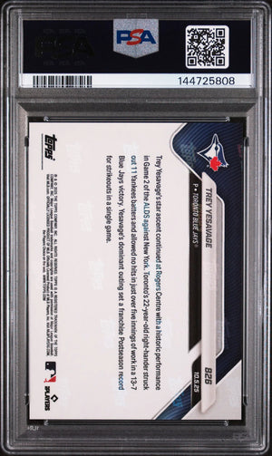 2025 Topps Now Trey Yesavage Gold Foil /50 PSA 10 
