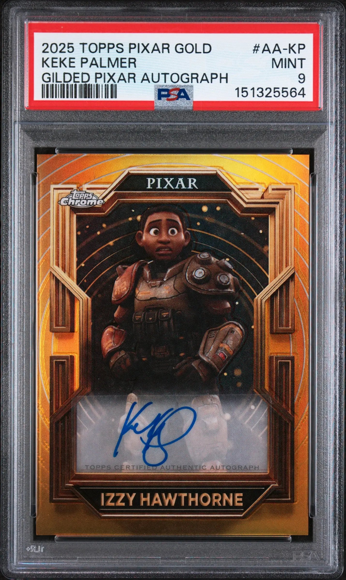 2025 Topps Pixar Gold Gilded Izzy Hawthorne Autographs Keke Palmer Auto PSA 9 