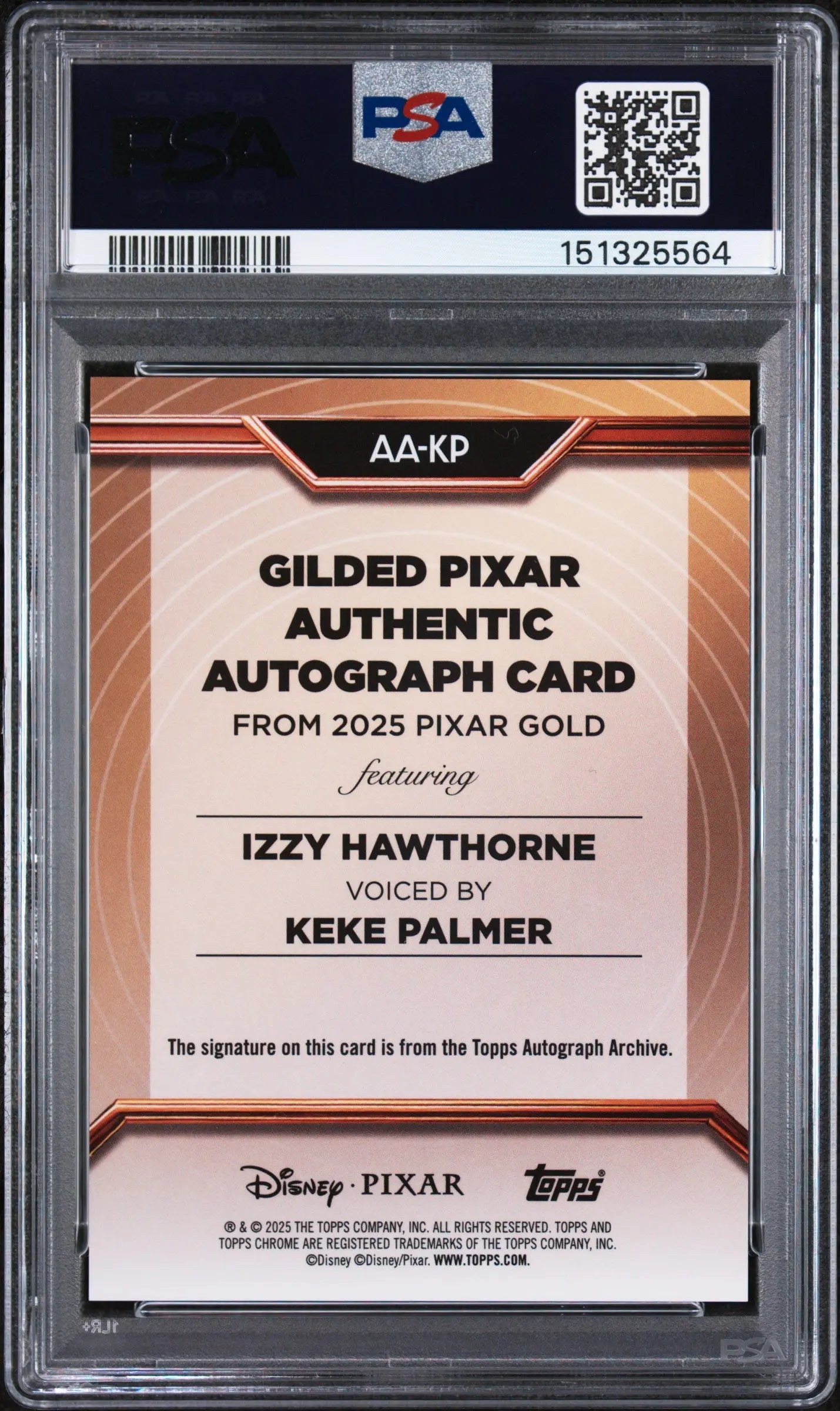 2025 Topps Pixar Gold Gilded Izzy Hawthorne Autographs Keke Palmer Auto PSA 9 