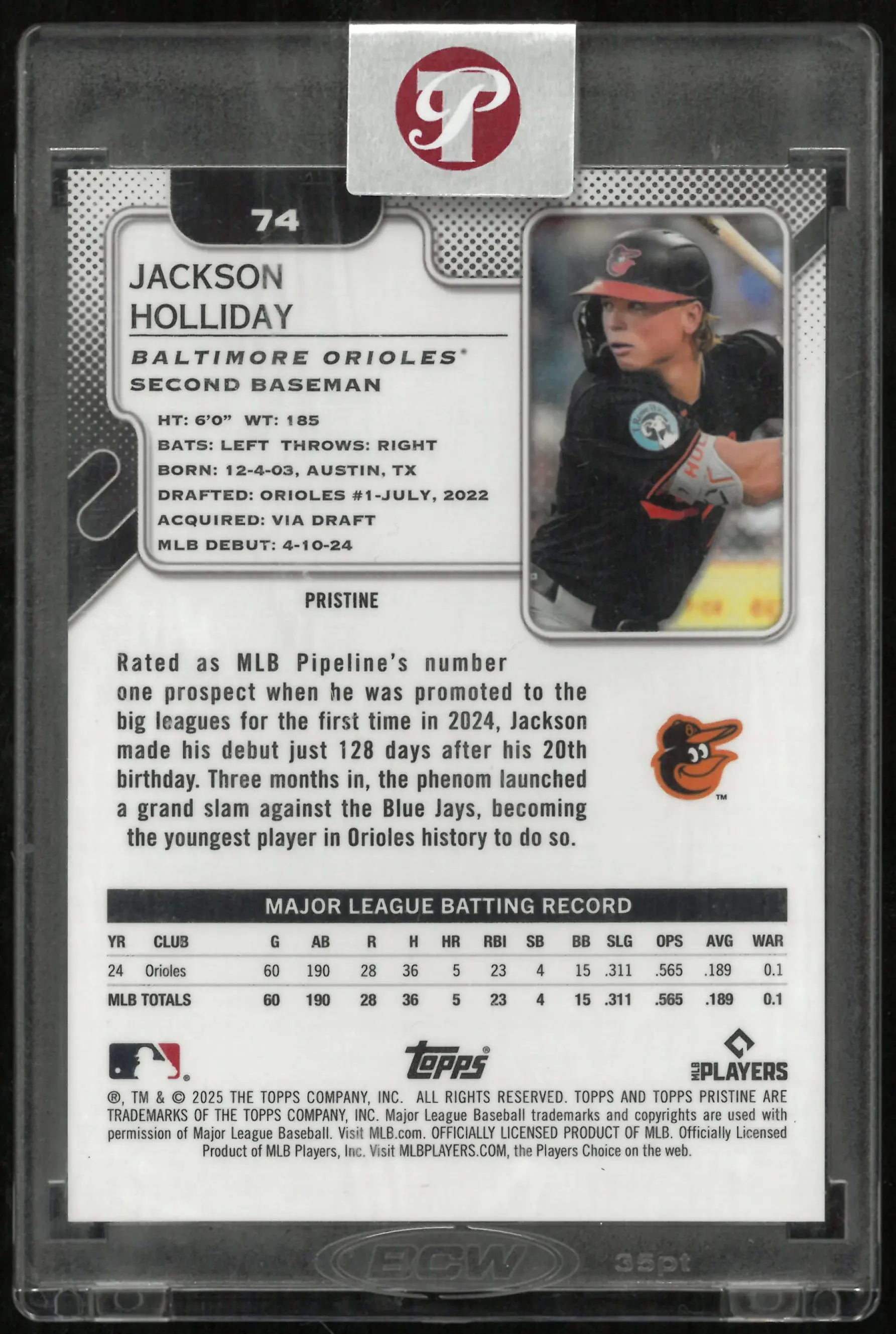 2025 Topps Pristine Jackson Holiday /10 