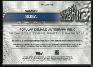 2025 Topps Pristine Popular Demand Autograph Patch Sammy Sosa Auto /55 