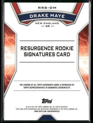 2025 Topps Resurgence Blue Rookie Signatures Auto Drake Maye /99 