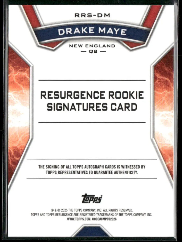 2025 Topps Resurgence Blue Rookie Signatures Auto Drake Maye /99 