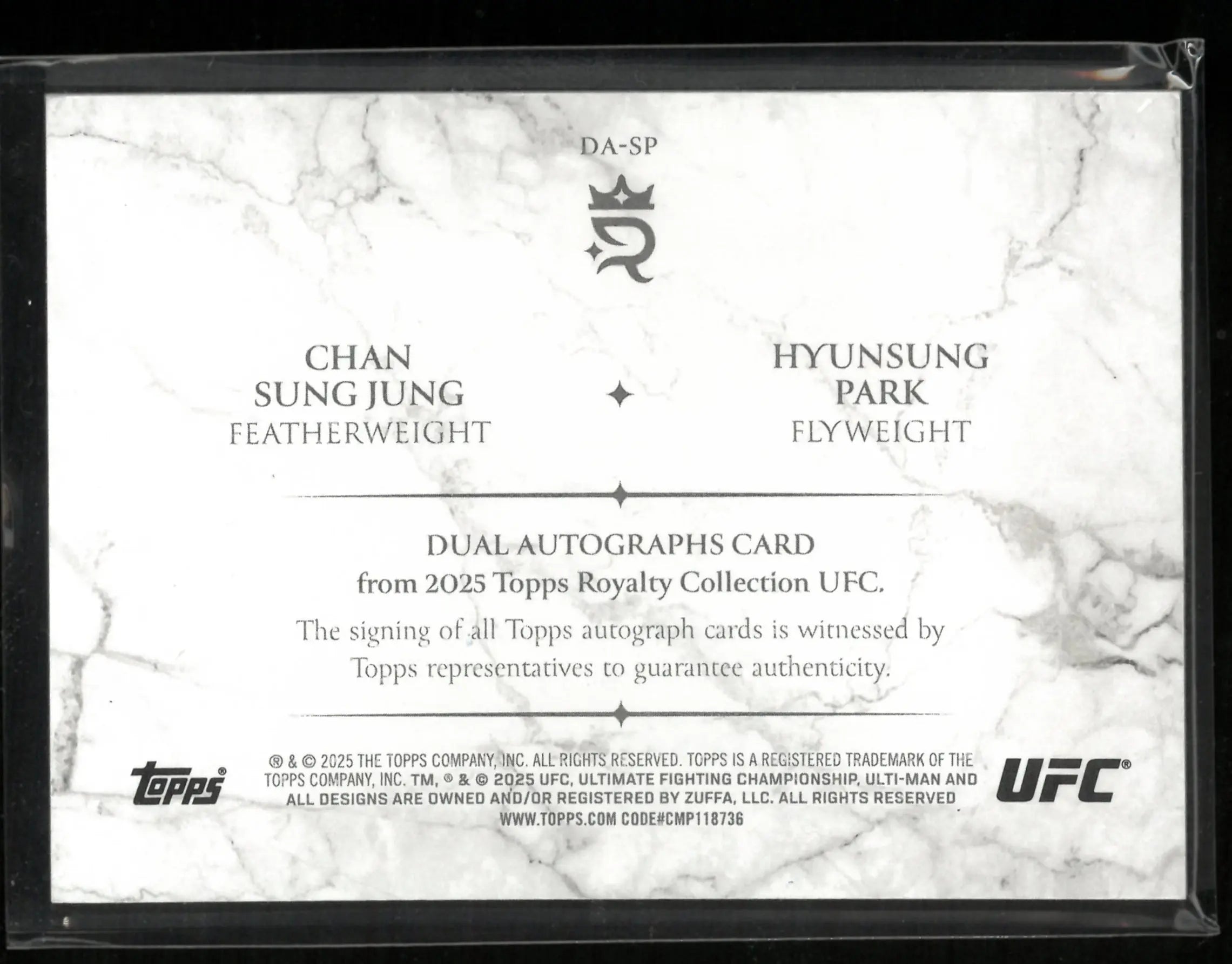 2025 Topps Royalty Collection Dual Autographs Chan Sung Jung & Hyunsung Park /25 
