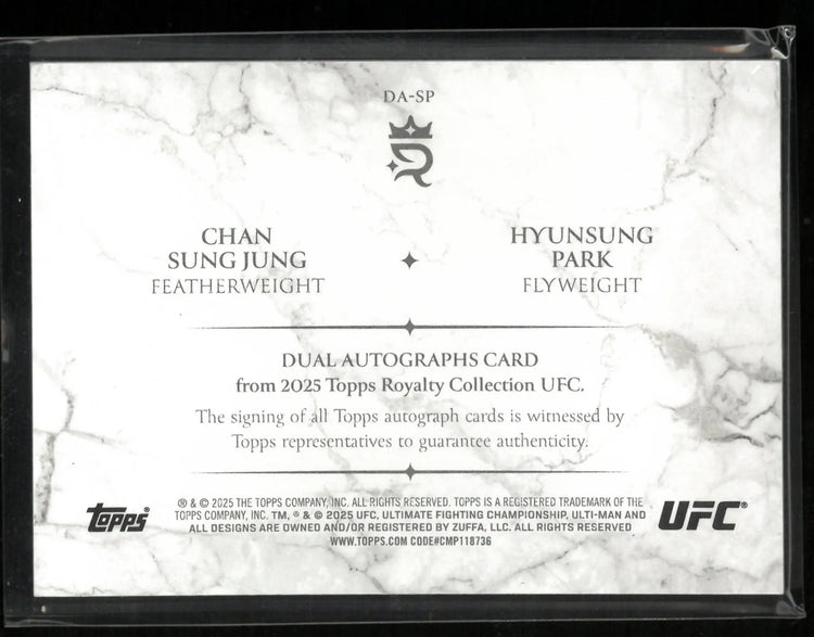2025 Topps Royalty Collection Dual Autographs Chan Sung Jung & Hyunsung Park /25 