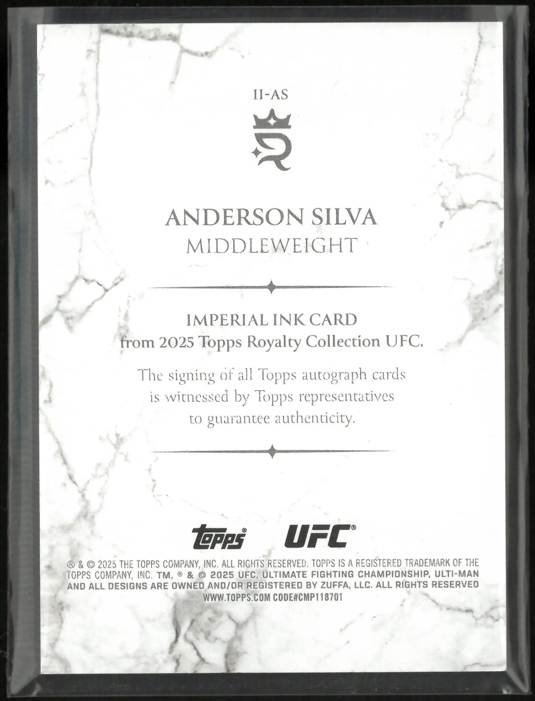 2025 Topps Royalty Collection Imperial Ink Anderson Silva Autograph Green /5 