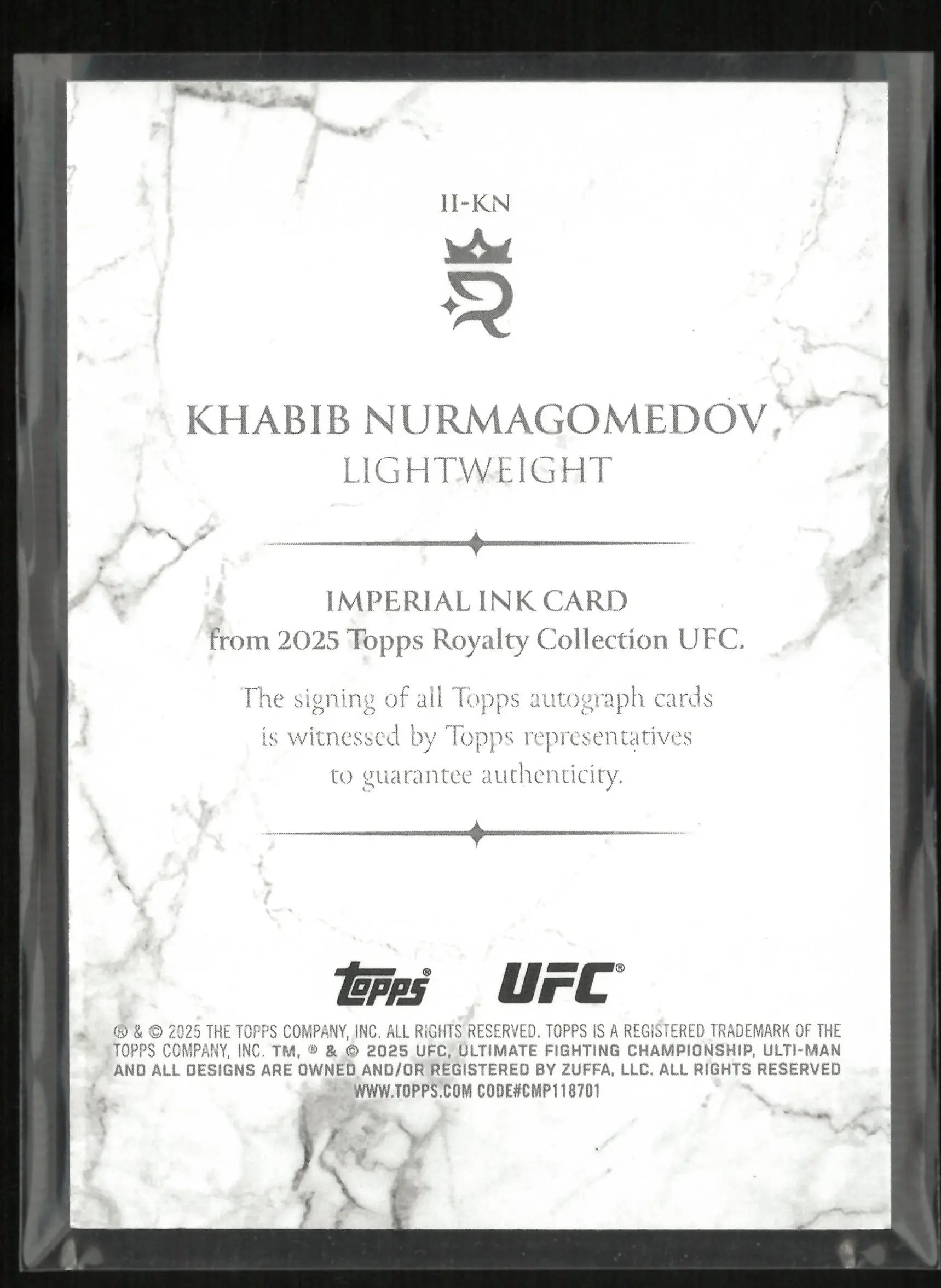 2025 Topps Royalty Collection Imperial Ink Khabib Nurmagomedov Blue /25 