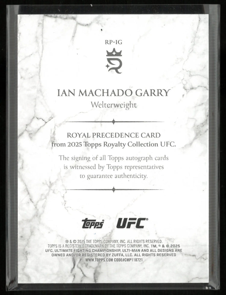 2025 Topps Royalty Collection Precedence Ian Machado Garry Autograph /10 