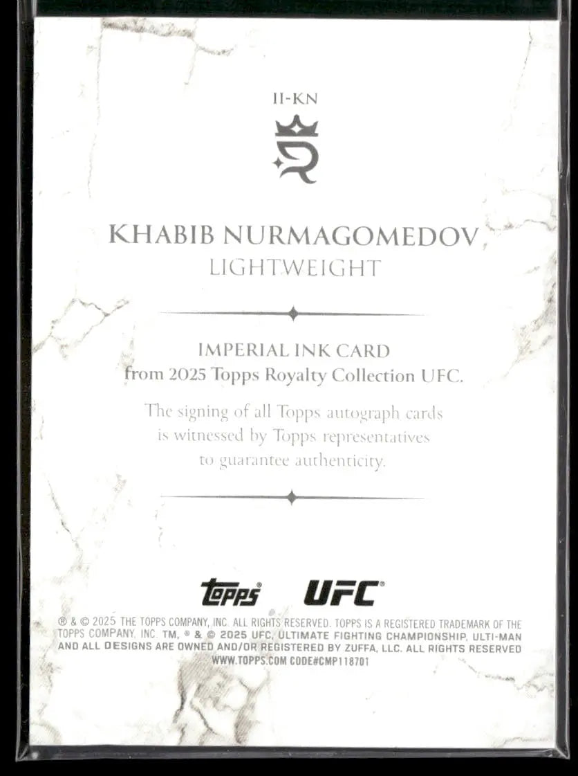 2025 Topps Royalty Collection UFC Imperial Ink Khabib Nurmagomedov /49 