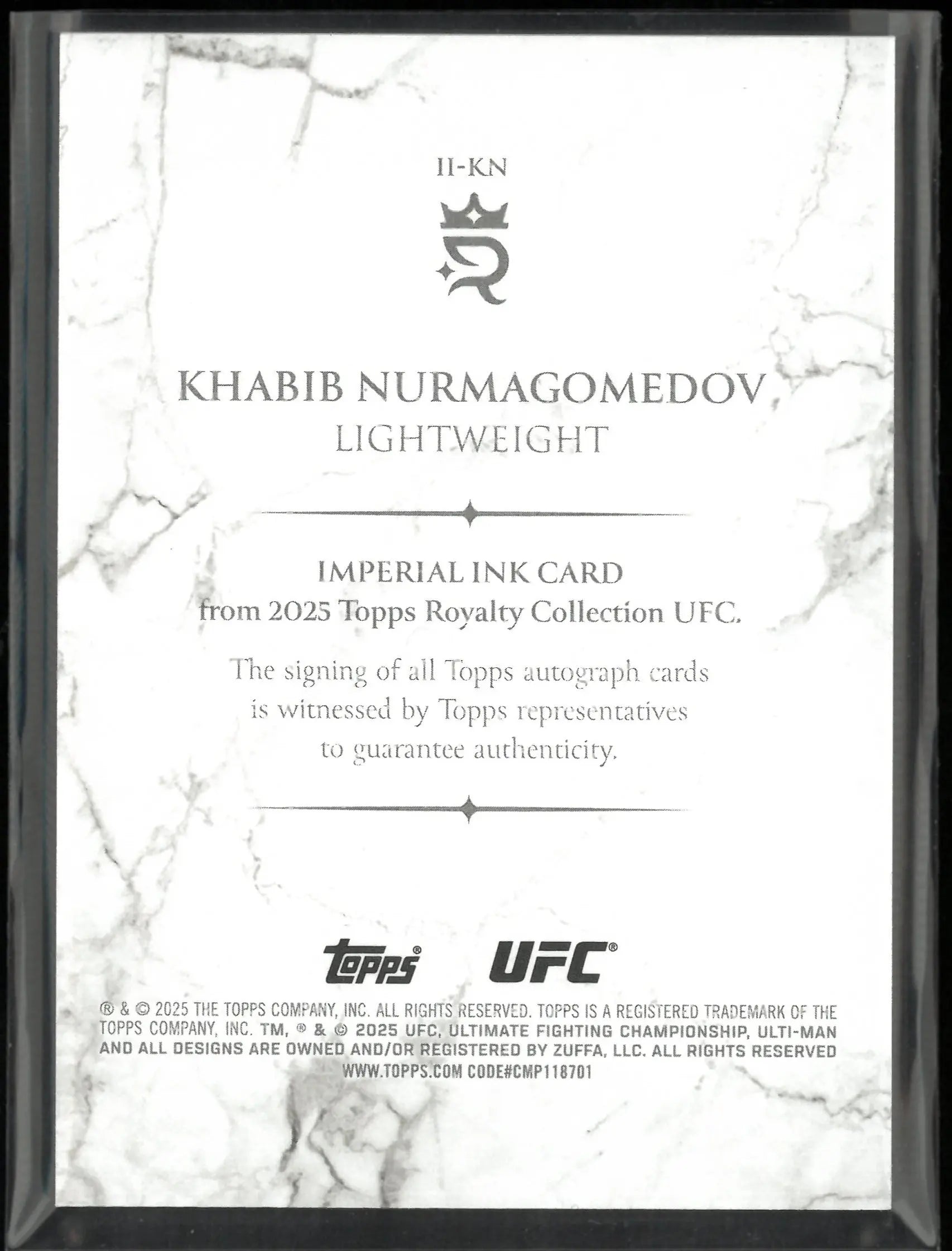 2025 Topps Royalty Collection UFC Imperial Ink Khabib Nurmagomedov /49 