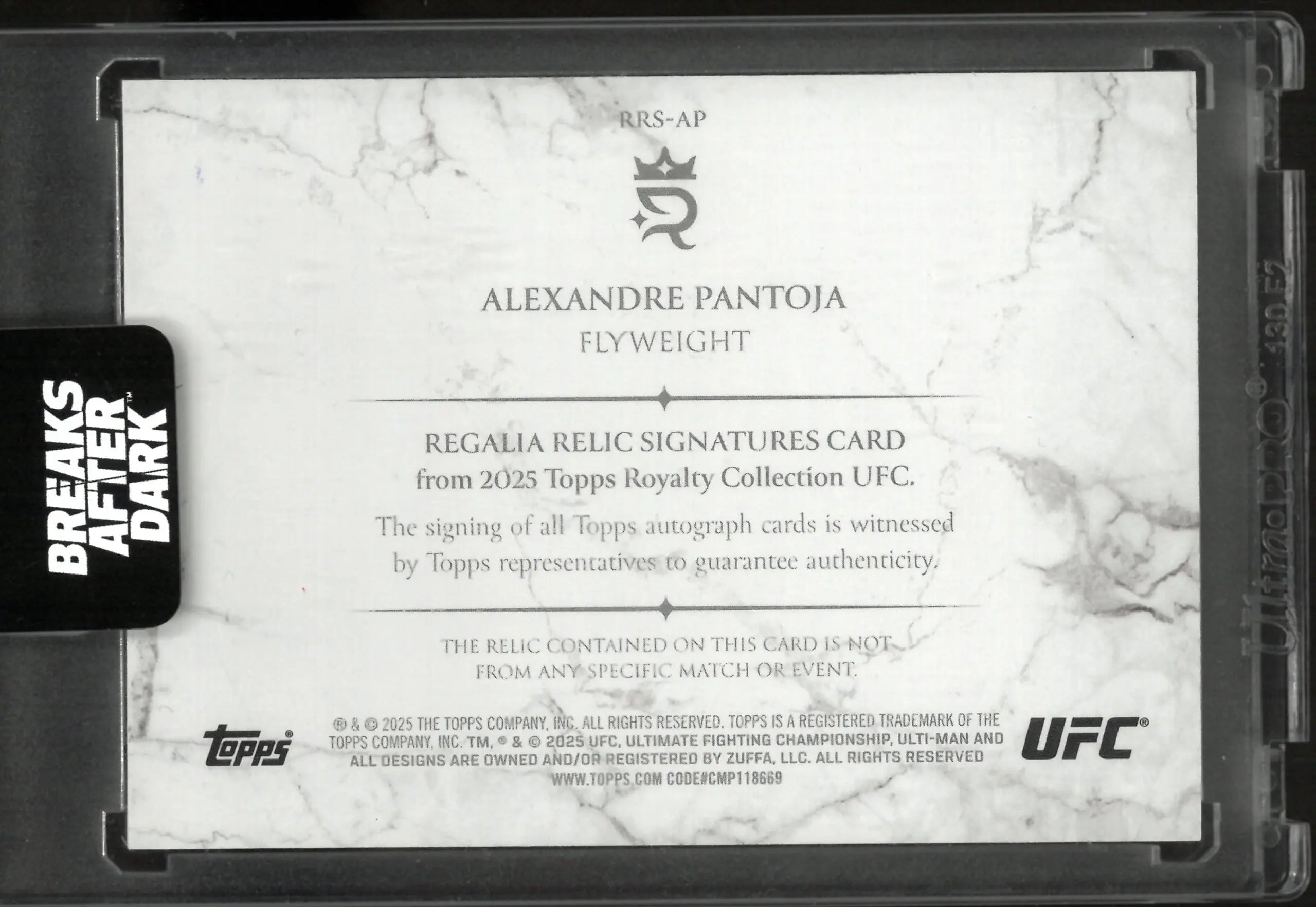 2025 Topps Royalty Regalia Relic Signature Alexandre Pantoja Autograph Patch /10 