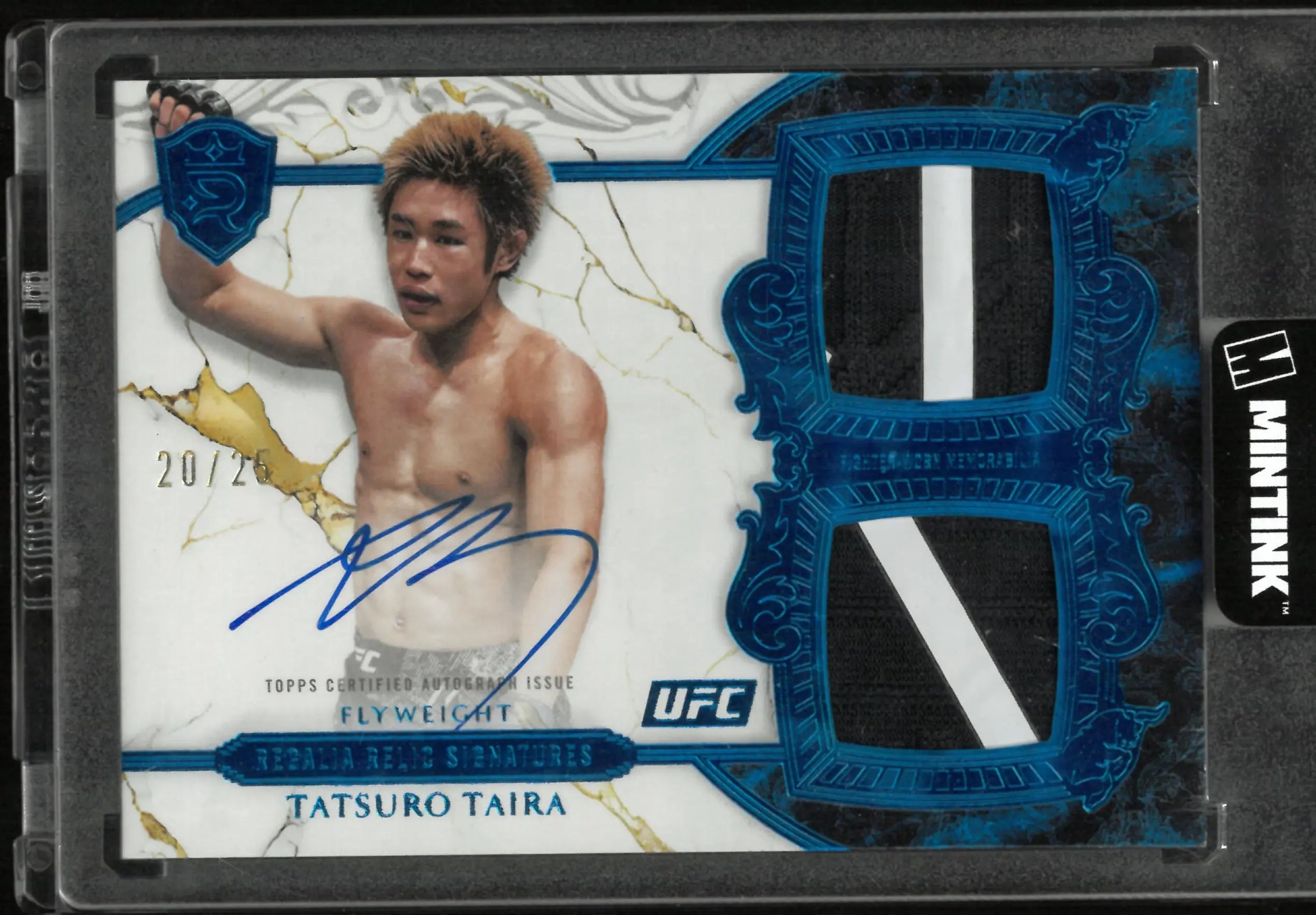 2025 Topps Royalty UFC Regalia Relic Signature Auto Tatsuro Taira Patch /25 Blue 