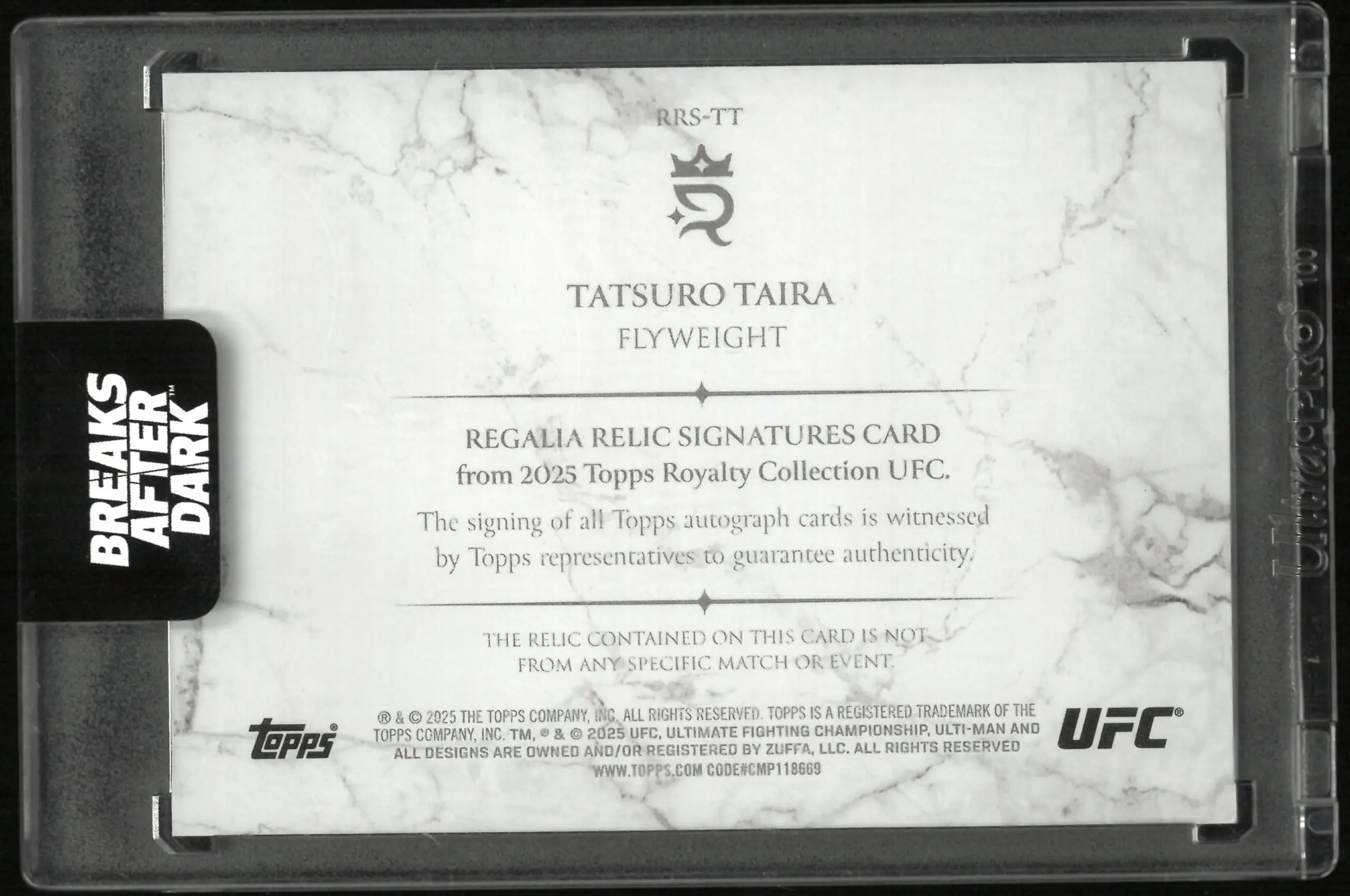 2025 Topps Royalty UFC Regalia Relic Signature Auto Tatsuro Taira Patch /25 Blue 
