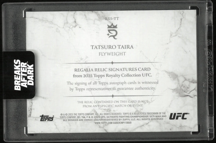 2025 Topps Royalty UFC Regalia Relic Signature Auto Tatsuro Taira Patch /25 Blue 