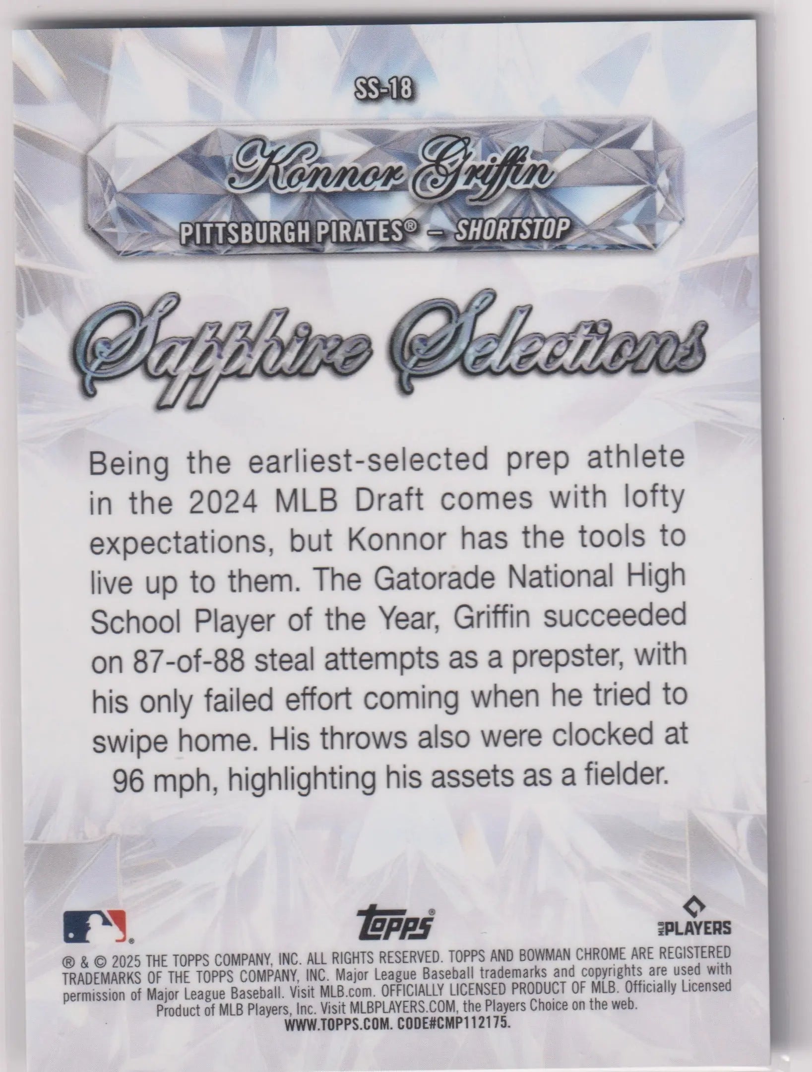 2025 Topps Sapphire Selections Konnor Griffin Gold /50 