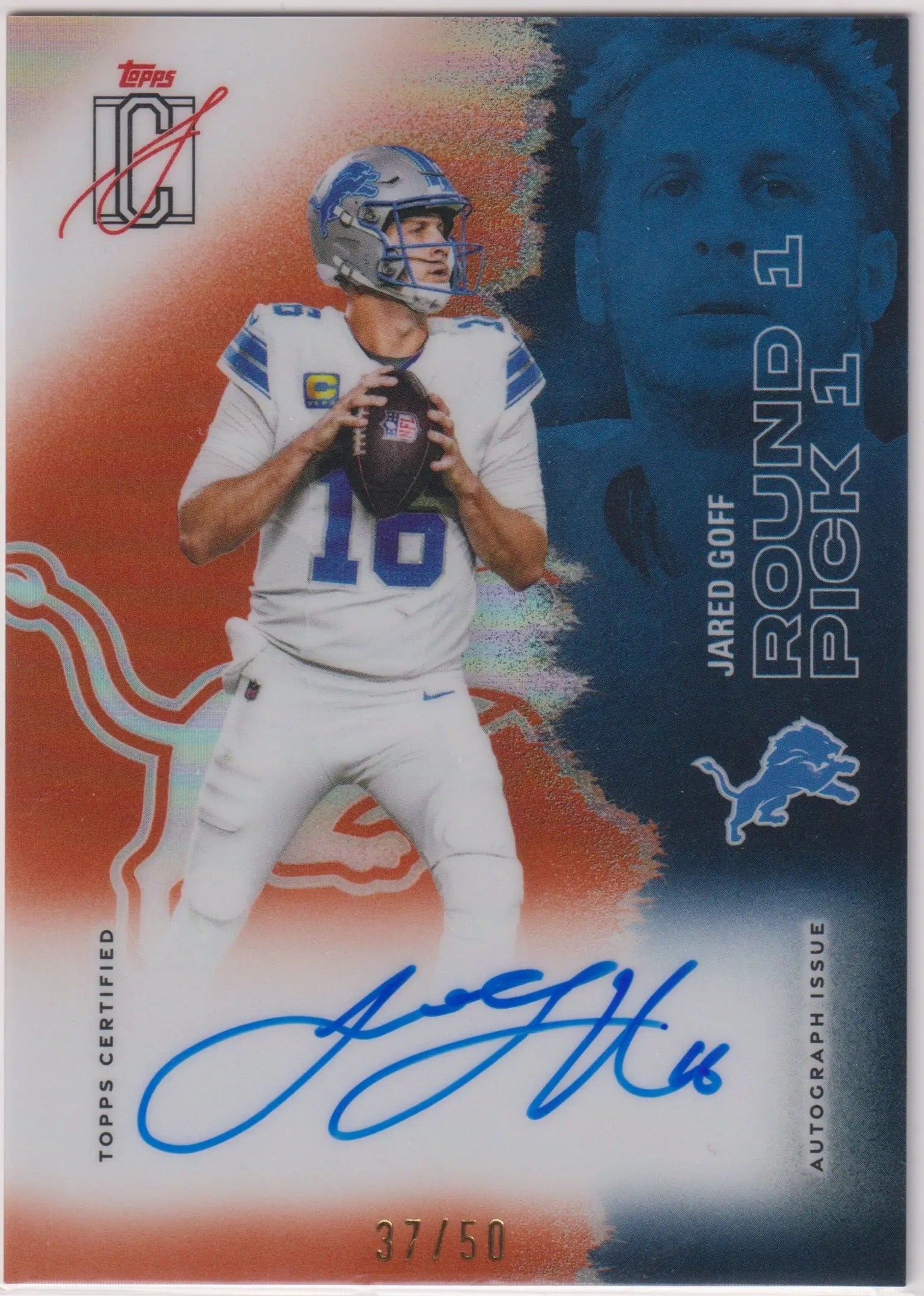 2025 Topps Signature Class Autograph Jared Goff Auto Orange /50 