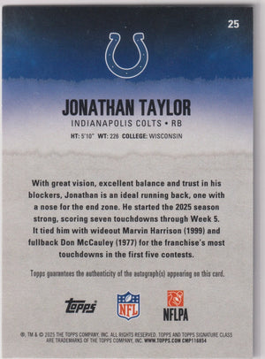 2025 Topps Signature Class Autograph Jonathan Taylor Auto Green /150 