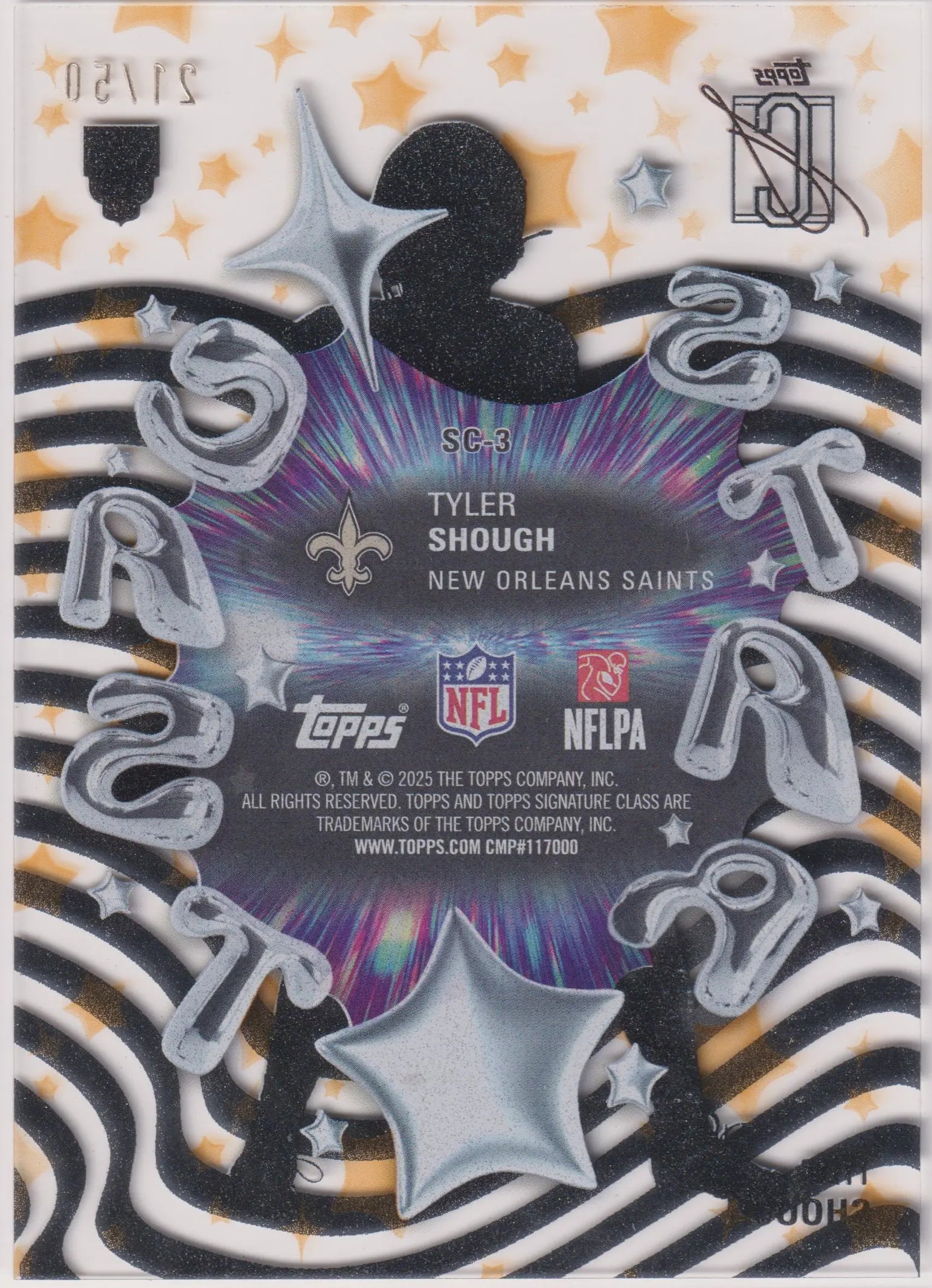2025 Topps Signature Class Star Cast Rookie Tyler Shough RC Orange /50 