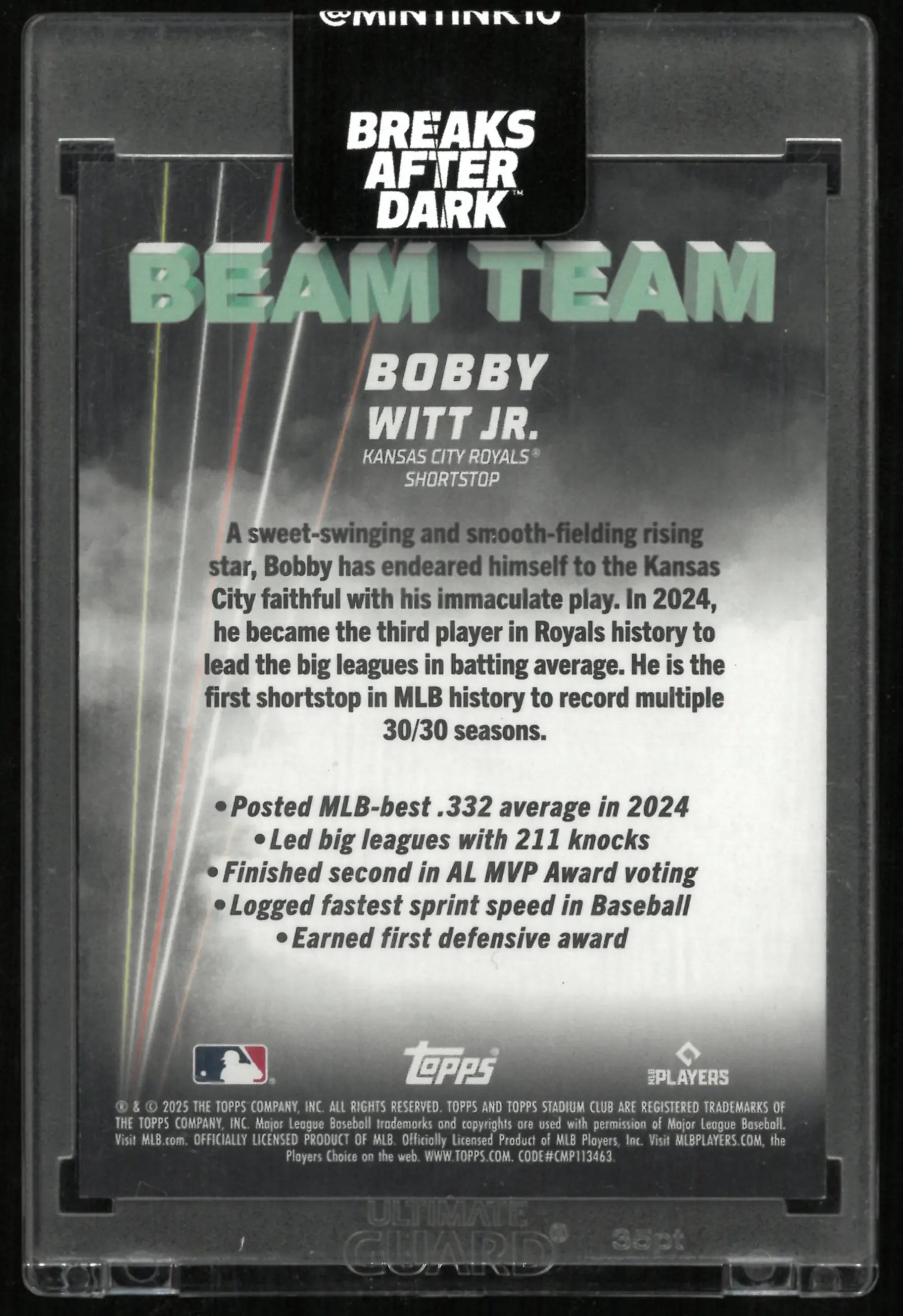 2025 Topps Stadium Club Beam Team Bobby Witt Jr. 