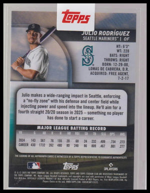 2025 Topps Stadium Club Chrome Autograph Julio Rodriguez Auto Gold /10 