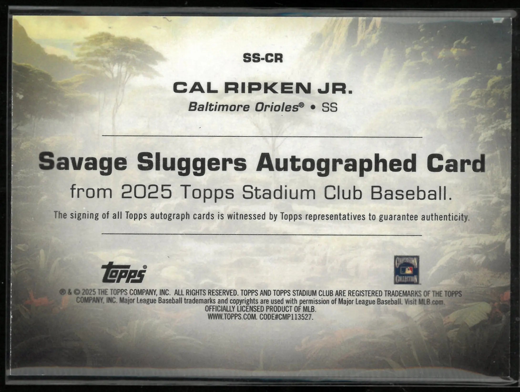 2025 Topps Stadium Club Savage Sluggers Autograph Cal Ripken Jr. Auto /10 