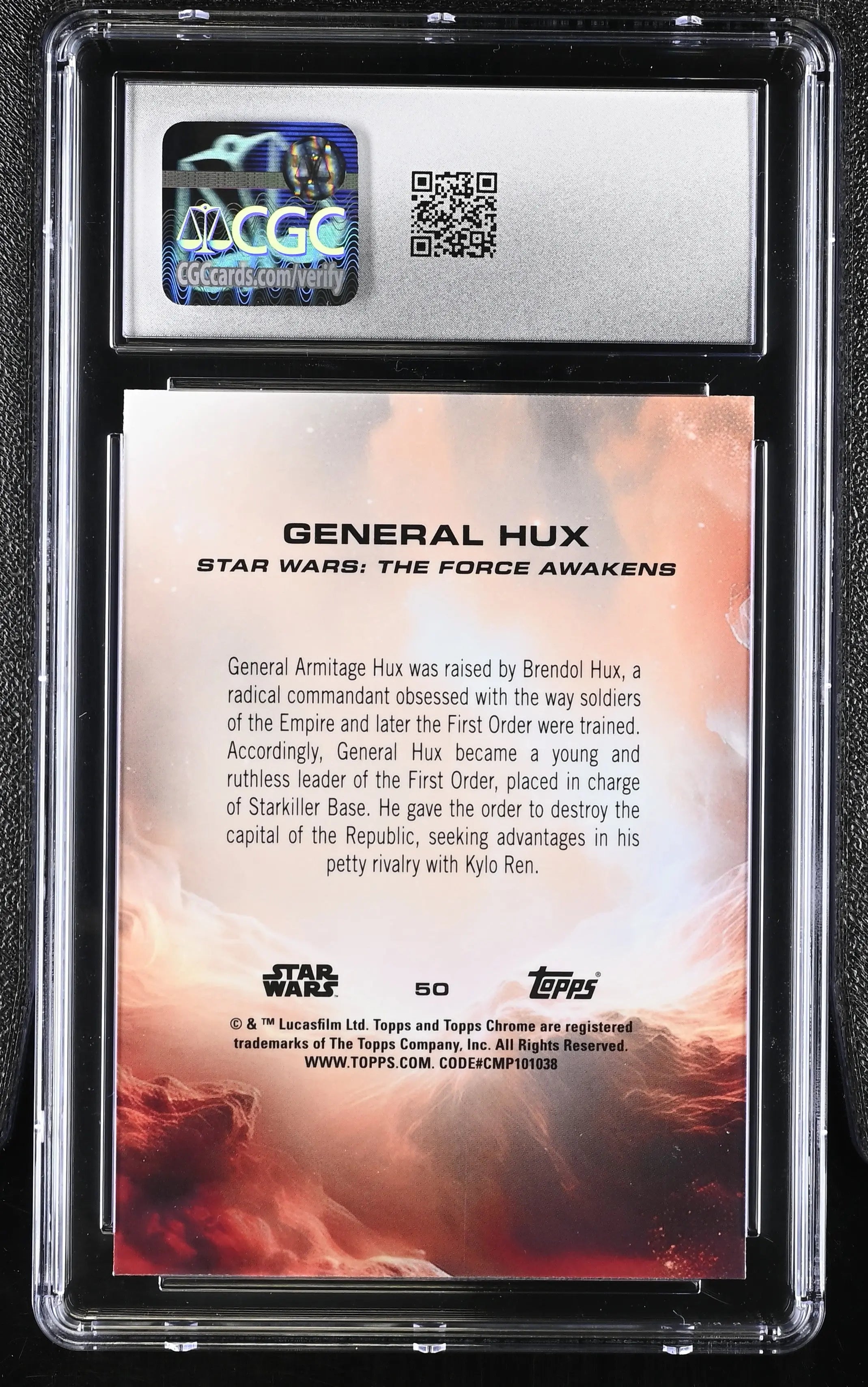 2025 Topps Star Wars Chrome Sapphire General Hux Green /99  CGC 10 