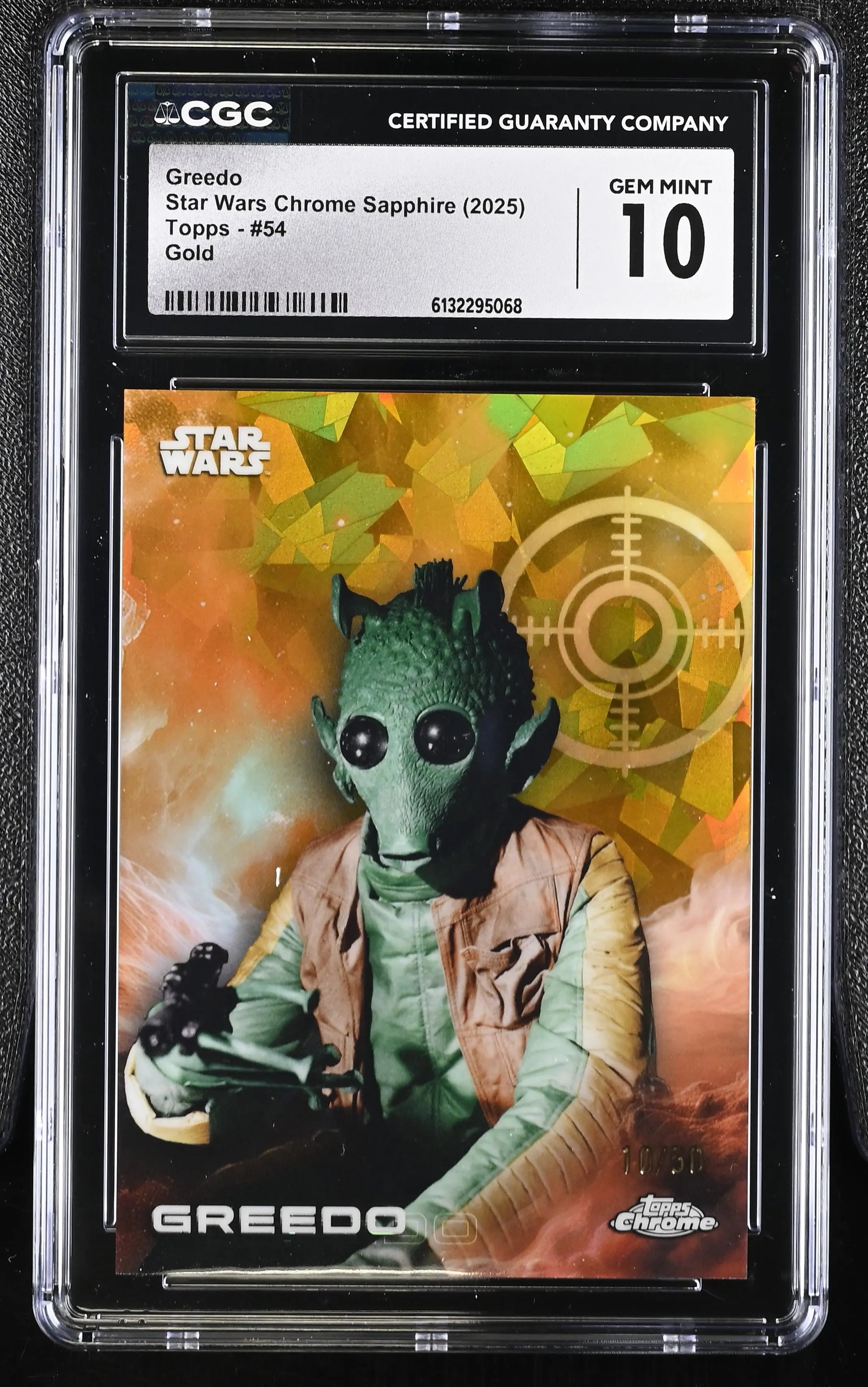 2025 Topps Star Wars Chrome Sapphire Greedo Gold /50  CGC 10 
