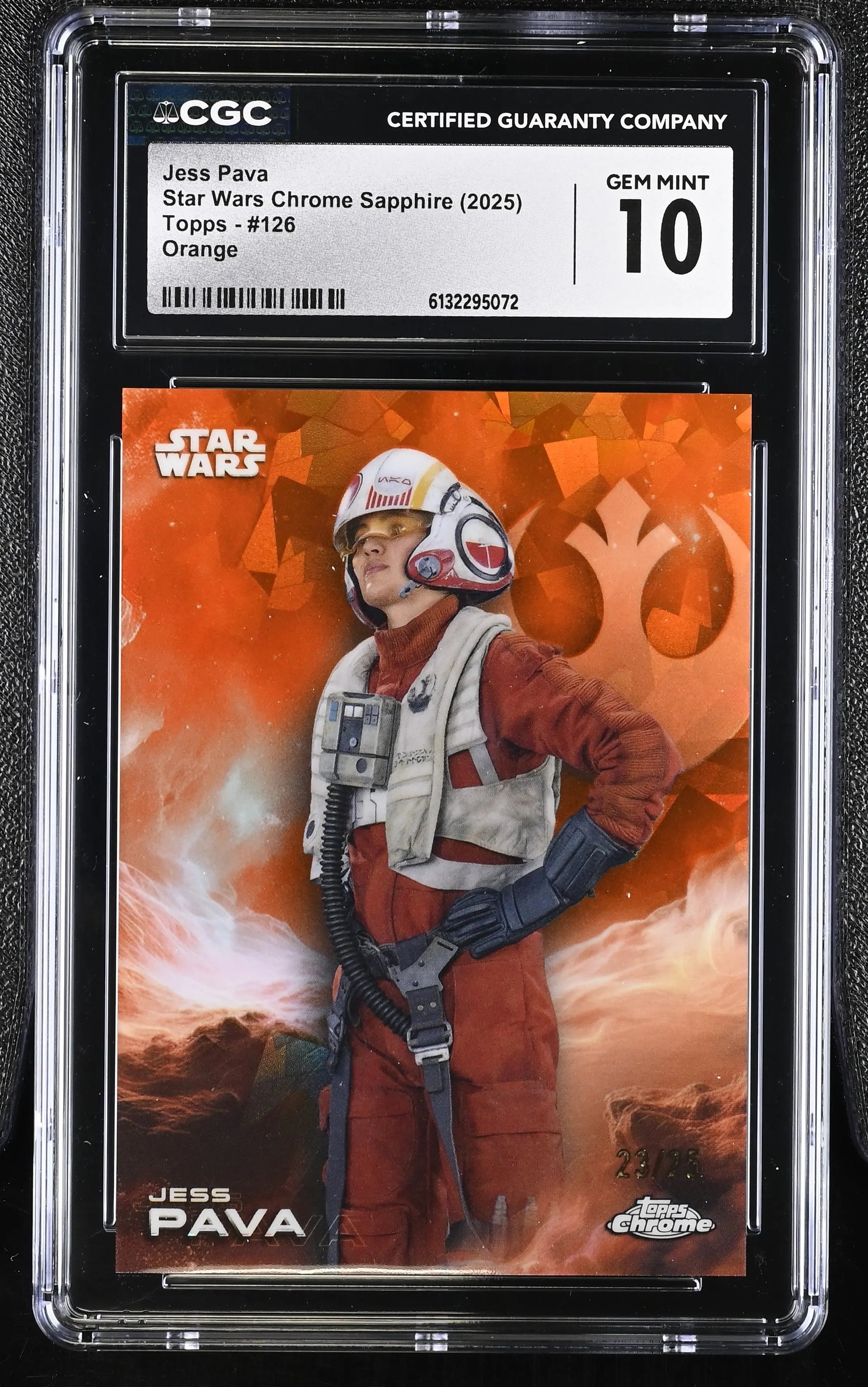 2025 Topps Star Wars Chrome Sapphire Jess Pava Orange /98  CGC 10 