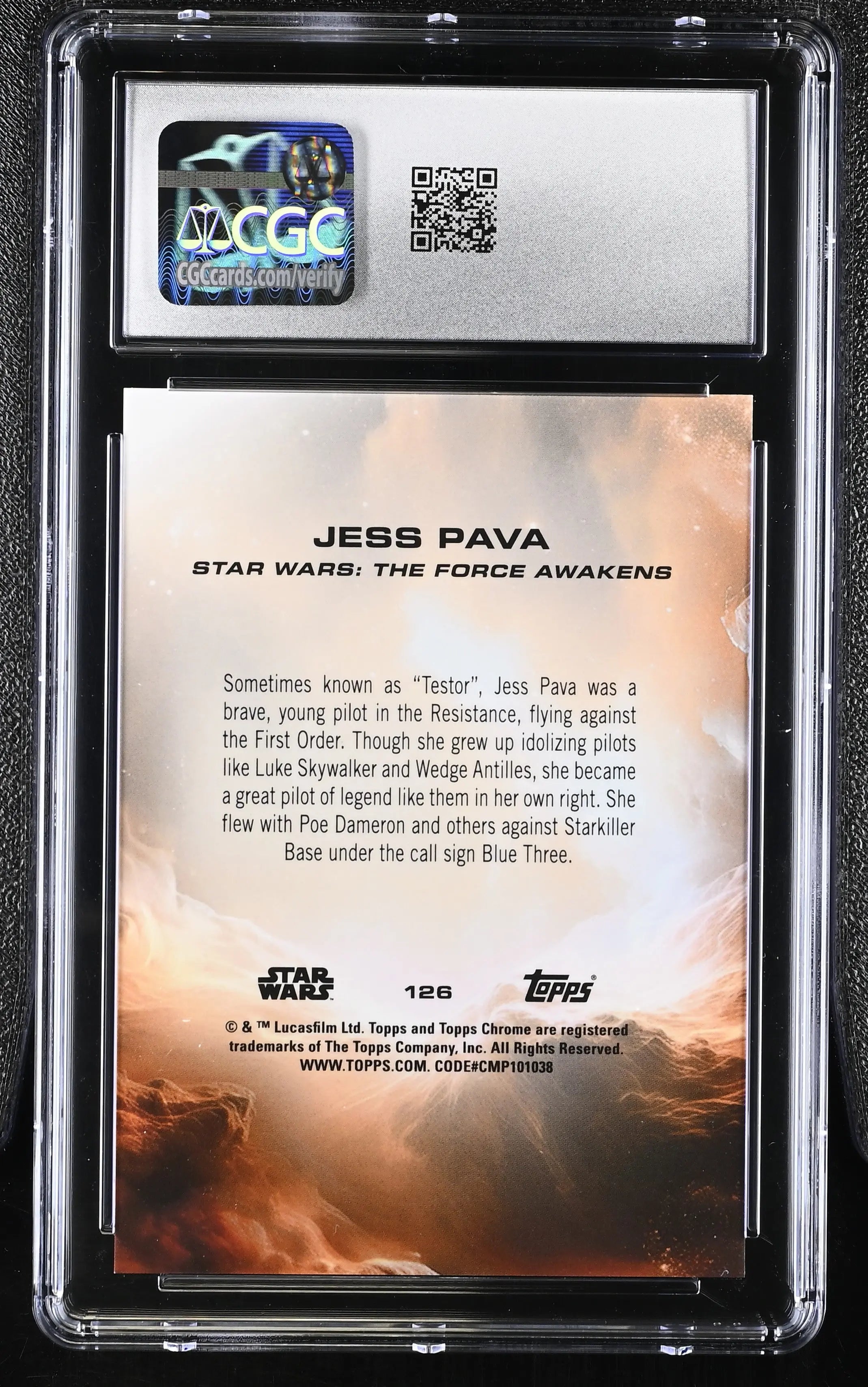 2025 Topps Star Wars Chrome Sapphire Jess Pava Orange /98  CGC 10 
