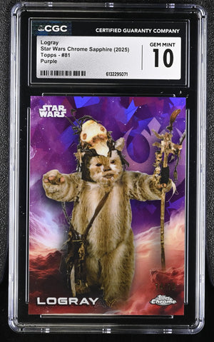 2025 Topps Star Wars Chrome Sapphire Logray Purple /15 CGC 10 