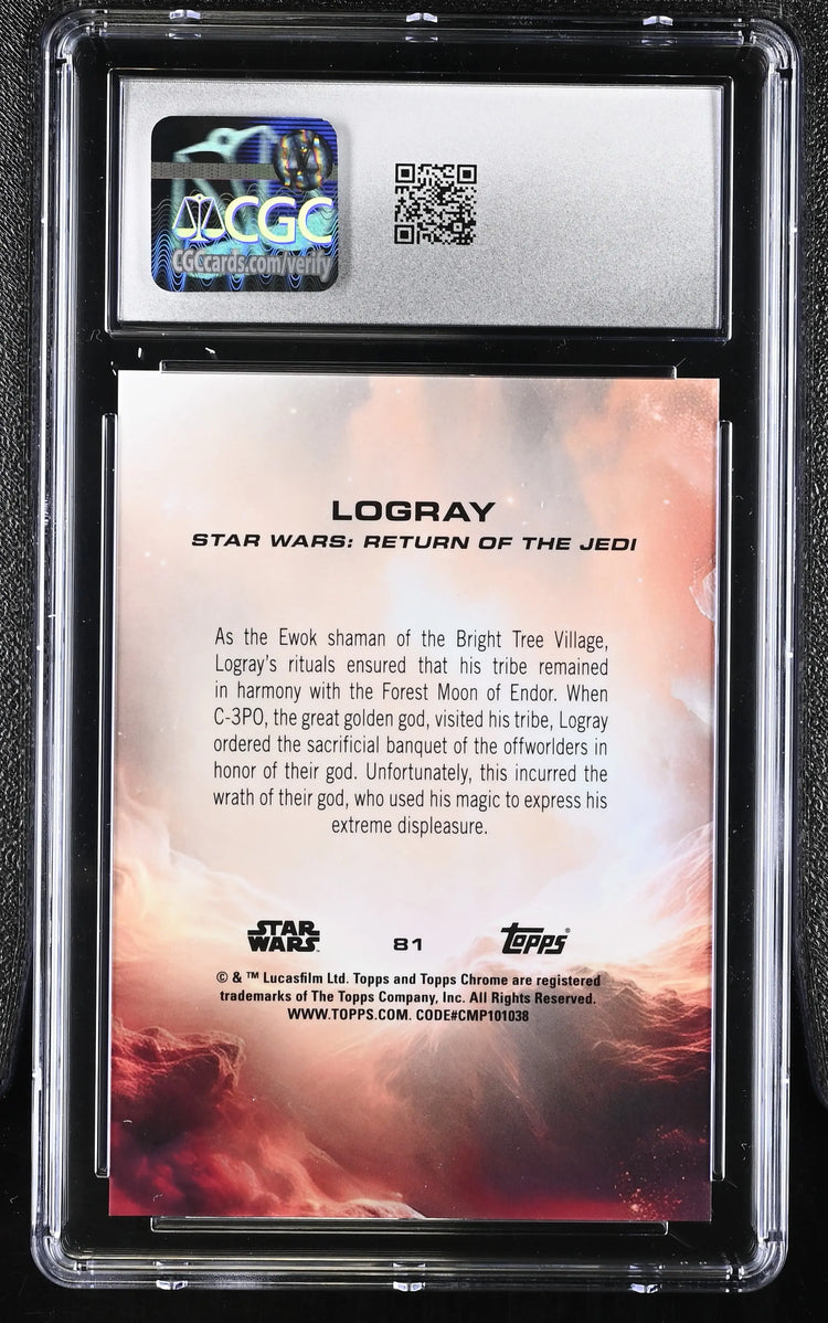 2025 Topps Star Wars Chrome Sapphire Logray Purple /15 CGC 10 