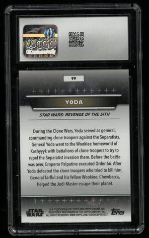 2025 Topps Star Wars Hyper Space Yoda Aqua Sonar Refractor /199 CGC 10 