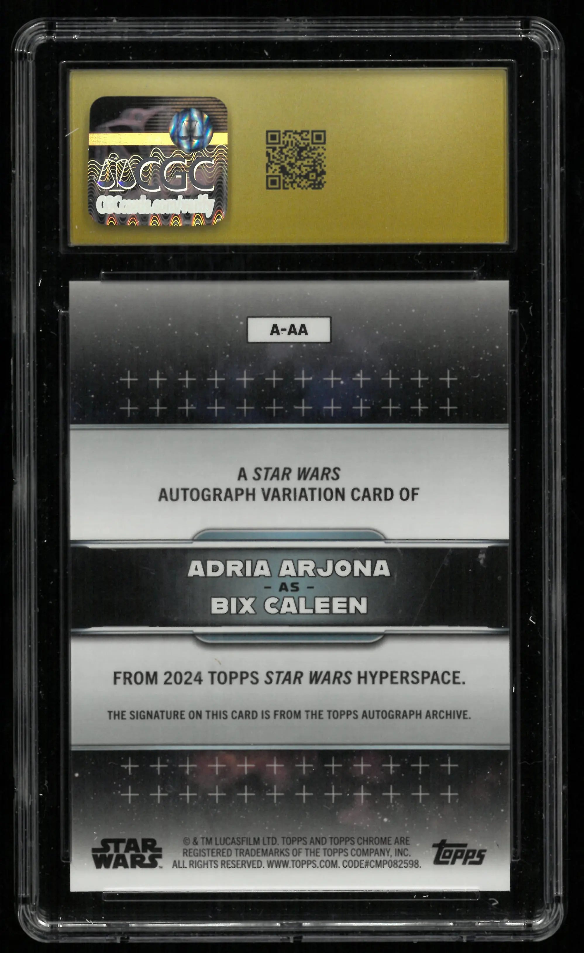 2025 Topps Star Wars Hyperspace Adria Arjona Autograph Pulsar Ref CGC Auto 10 