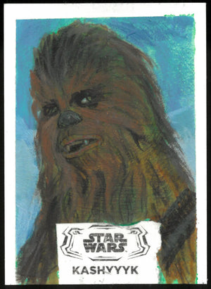 2025 Topps Star Wars Hyperspace Sketch Art Card Auto Kashyyyk by Dove McHargve 