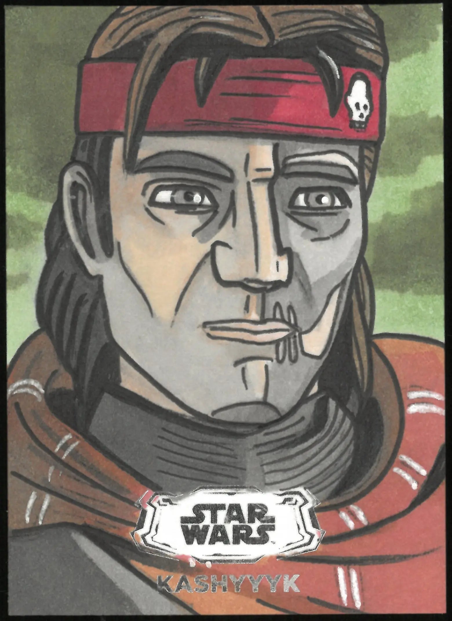 2025 Topps Star Wars Hyperspace Sketch Art Card Auto Kashyyyk by Nick Gribbon 