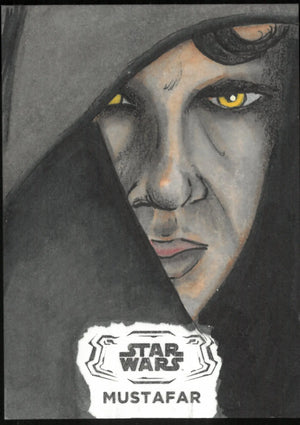2025 Topps Star Wars Hyperspace Sketch Art Card Auto Mustafar By Chris Thorne 