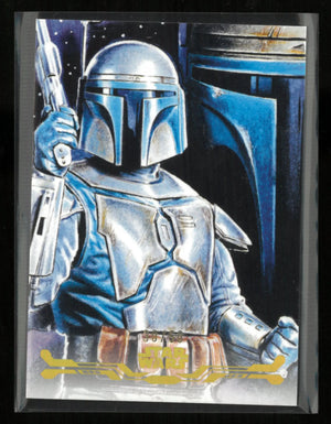 2025 Topps Star Wars Stellar Art Signatures Jango Fett By: Cisco Rivera /50 