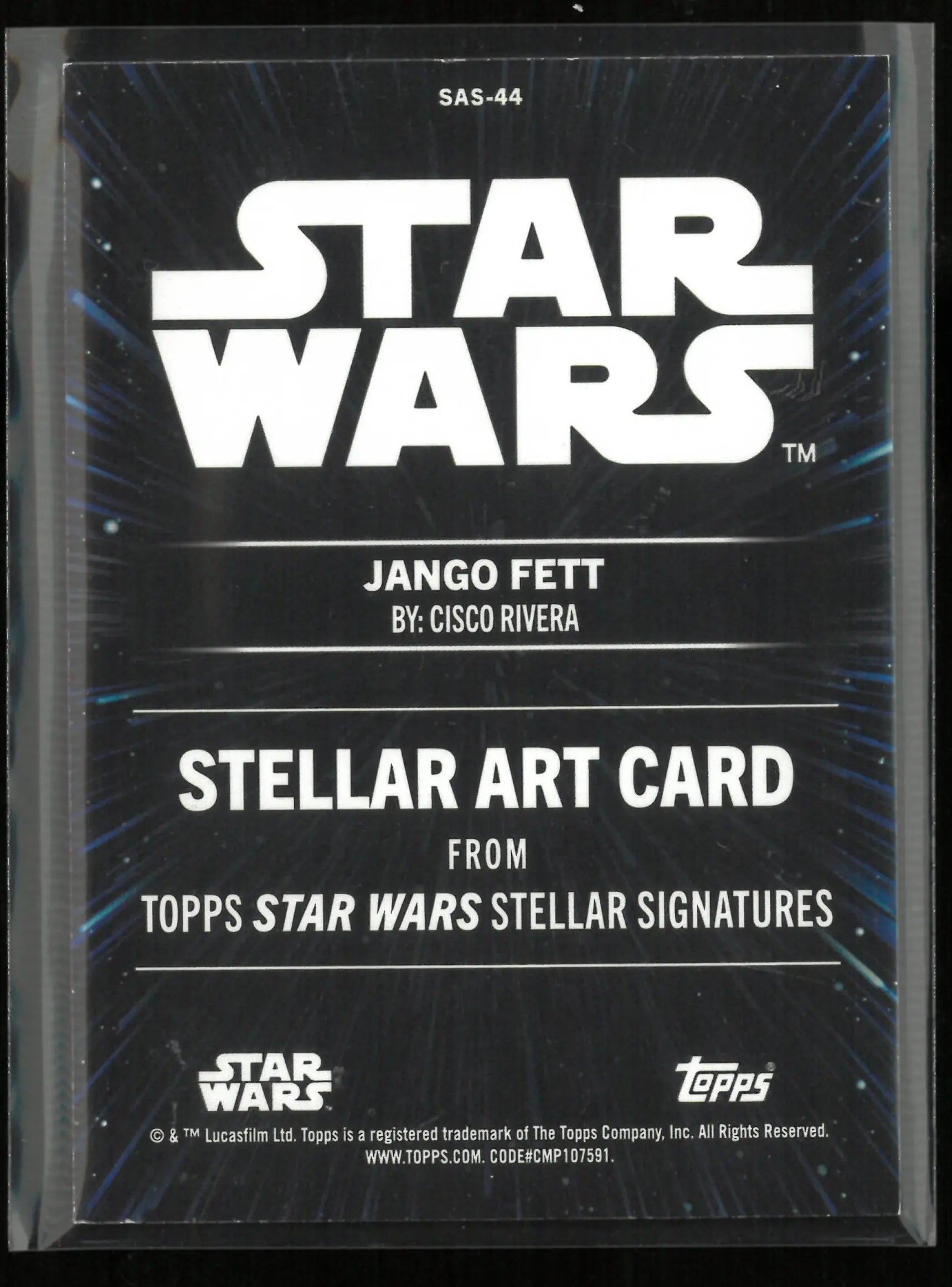 2025 Topps Star Wars Stellar Art Signatures Jango Fett By: Cisco Rivera /50 