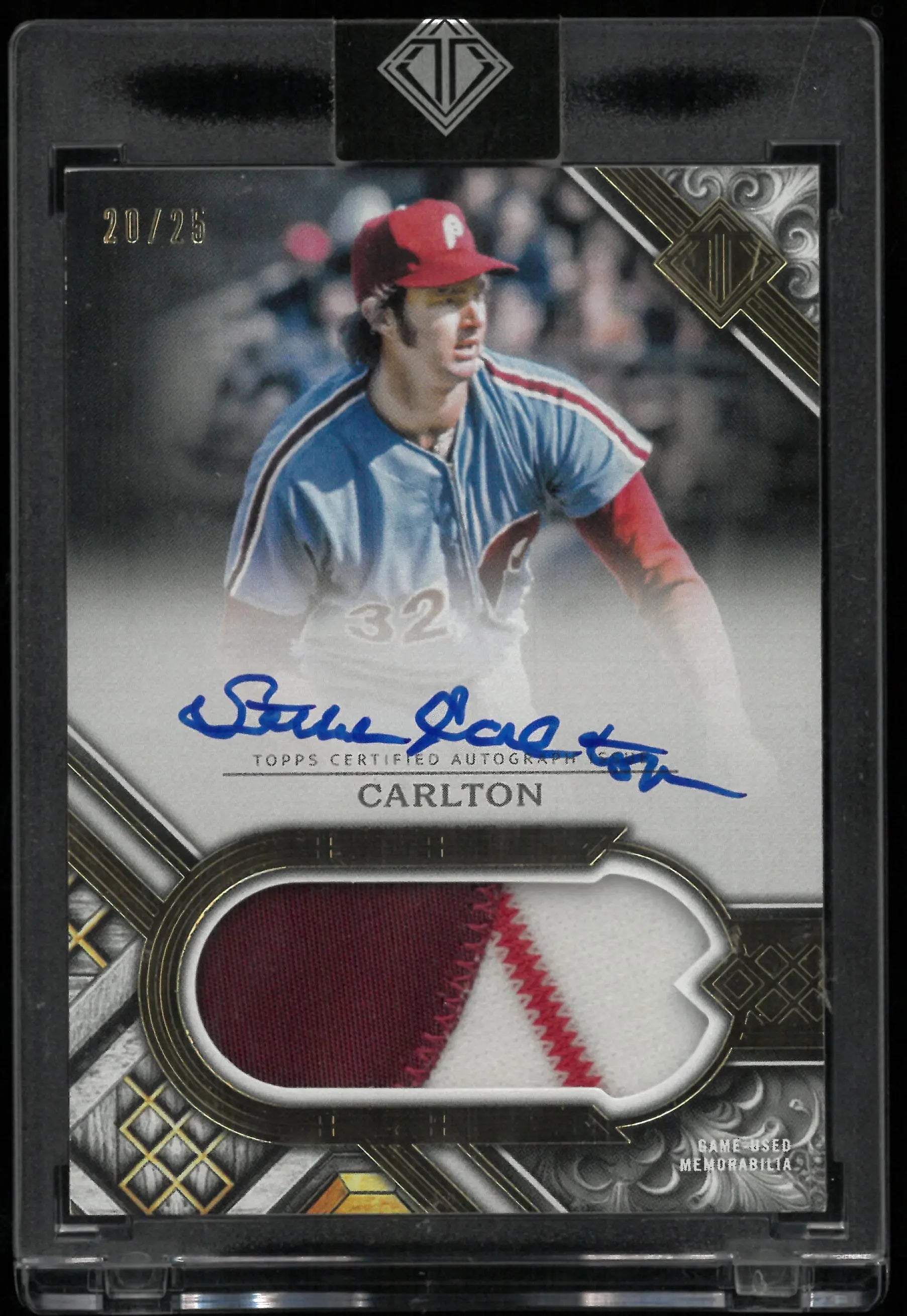 2025 Topps Transcendent Autograph Patch Steve Carlton Auto Gold /25 