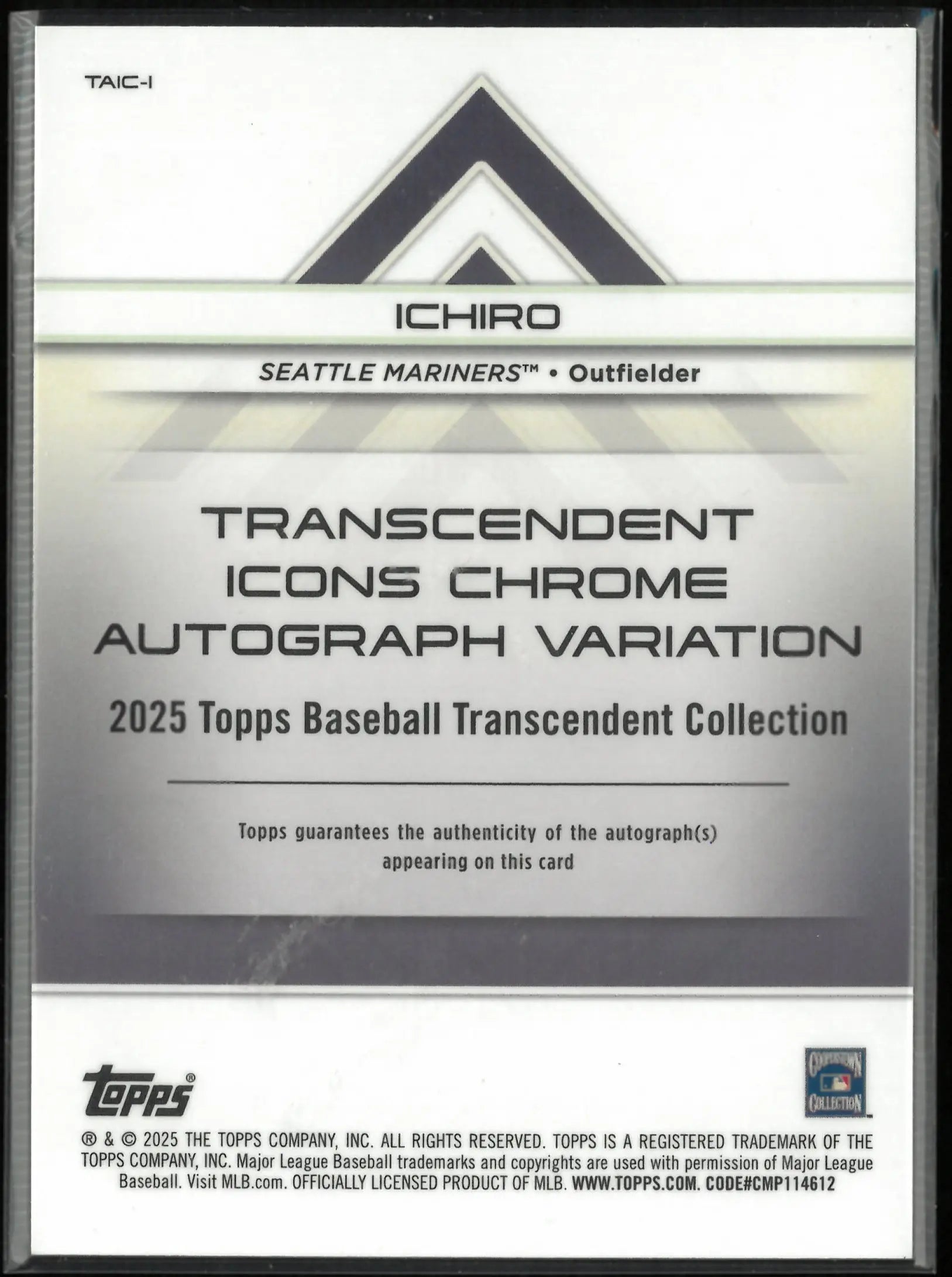2025 Topps Transcendent Icons Chrome Autograph Ichiro Auto /25 