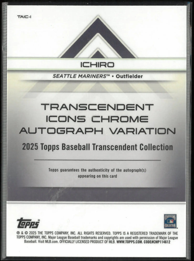 2025 Topps Transcendent Icons Chrome Autograph Ichiro Auto /25 