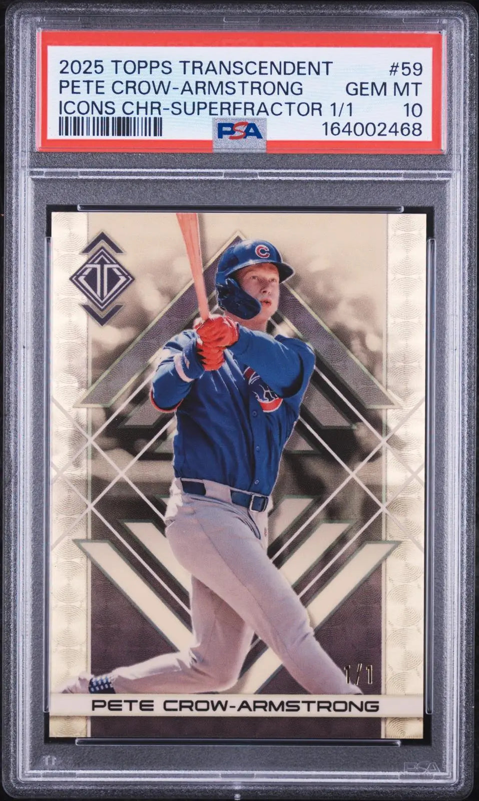 2025 Topps Transcendent Icons Chrome Pete Crow-Armstrong Superfractor 1/1 PSA 10 