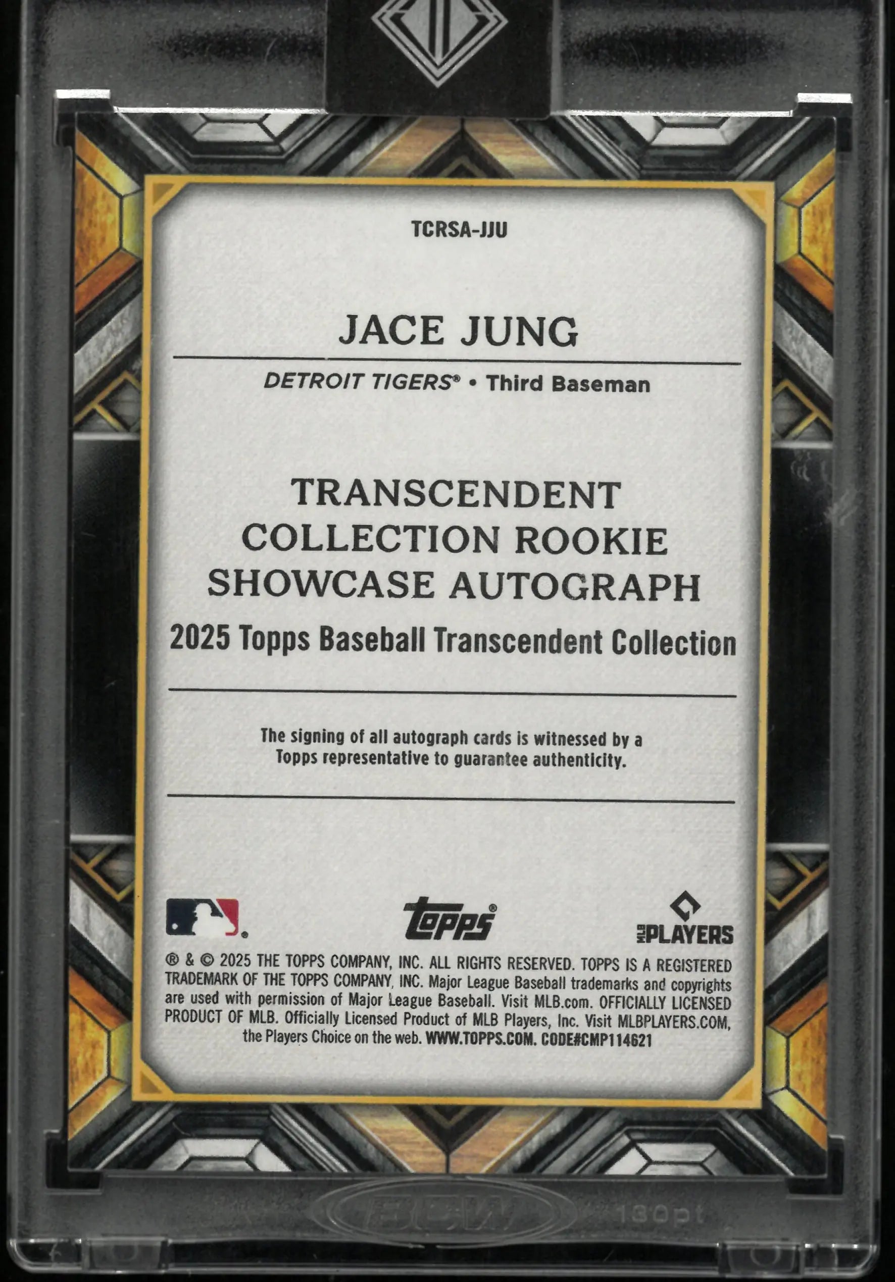 2025 Topps Transcendent Rookie Showcase Autograph Jace Jung Auto RC Blue /10 